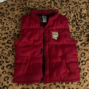 Red Vest with sown patch designs